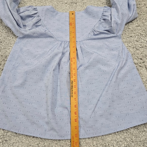 Pomander Place Women Chambray Puff Sleeve‎ Blouse Size XS Feminine Preppy - Picture 10 of 12